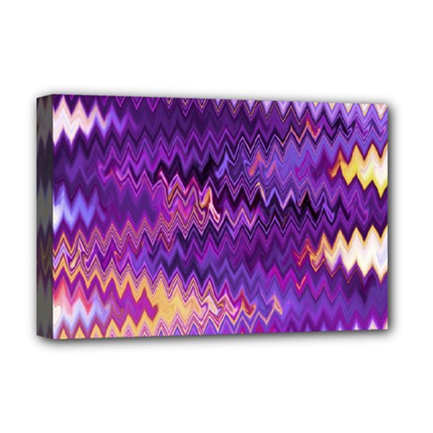 Purple And Yellow Zig Zag Deluxe Canvas 18  X 12   by BangZart