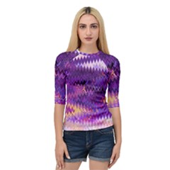 Purple And Yellow Zig Zag Quarter Sleeve Tee