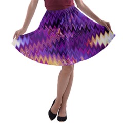 Purple And Yellow Zig Zag A-line Skater Skirt by BangZart