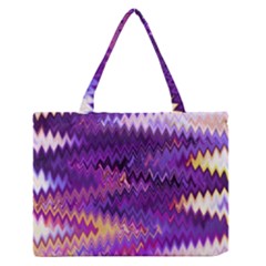 Purple And Yellow Zig Zag Medium Zipper Tote Bag by BangZart