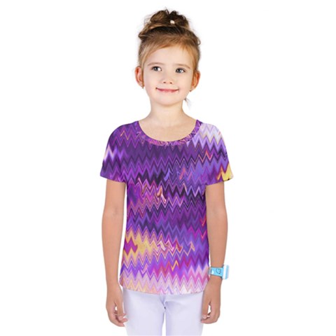 Purple And Yellow Zig Zag Kids  One Piece Tee by BangZart