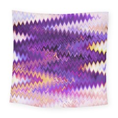 Purple And Yellow Zig Zag Square Tapestry (large) by BangZart