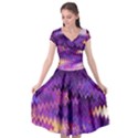 Purple And Yellow Zig Zag Cap Sleeve Wrap Front Dress View1