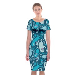 Monster Pattern Classic Short Sleeve Midi Dress by BangZart