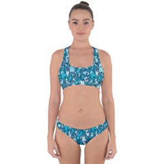 Monster Pattern Cross Back Hipster Bikini Set