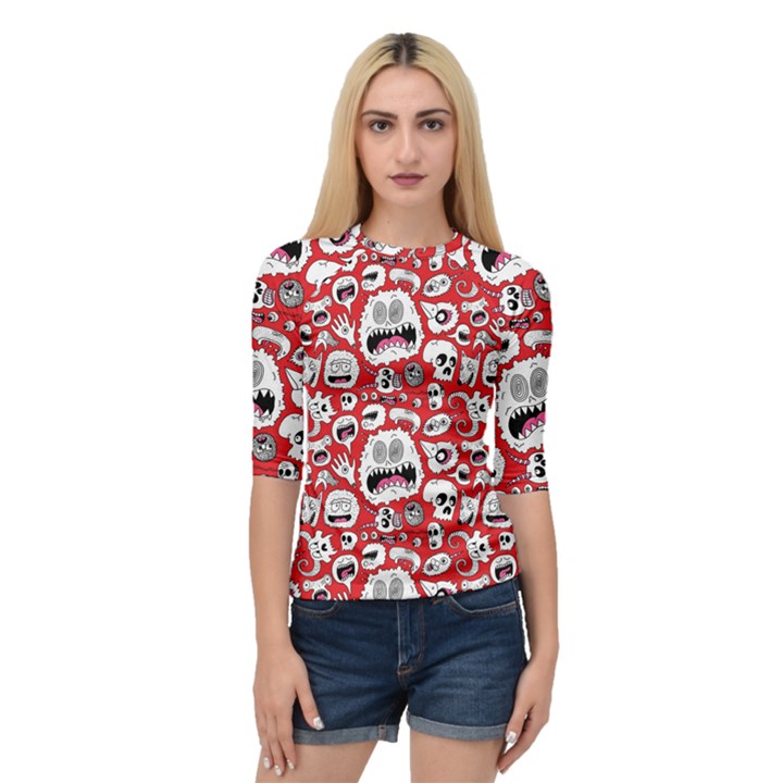 Another Monster Pattern Quarter Sleeve Tee