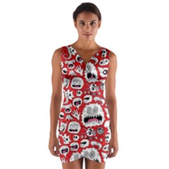 Another Monster Pattern Wrap Front Bodycon Dress by BangZart