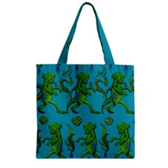 Swamp Monster Pattern Zipper Grocery Tote Bag by BangZart