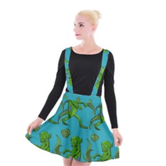 Swamp Monster Pattern Suspender Skater Skirt