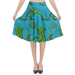 Swamp Monster Pattern Flared Midi Skirt by BangZart