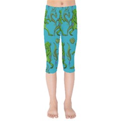 Swamp Monster Pattern Kids  Capri Leggings 