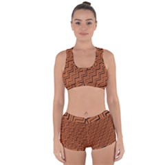 Brown Zig Zag Background Racerback Boyleg Bikini Set