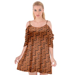 Brown Zig Zag Background Cutout Spaghetti Strap Chiffon Dress