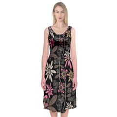 Flower Art Pattern Midi Sleeveless Dress by BangZart