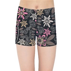 Flower Art Pattern Kids Sports Shorts