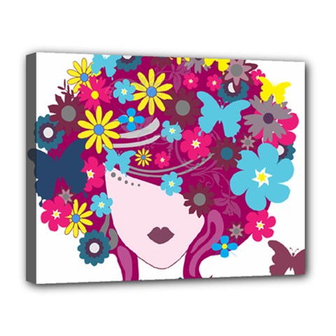 Beautiful Gothic Woman With Flowers And Butterflies Hair Clipart Canvas 14  X 11  by BangZart