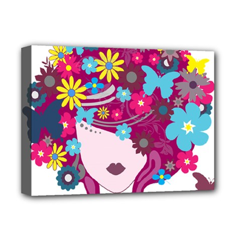 Beautiful Gothic Woman With Flowers And Butterflies Hair Clipart Deluxe Canvas 16  X 12   by BangZart