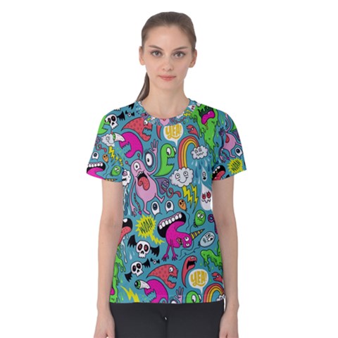 Monster Party Pattern Women s Cotton Tee by BangZart