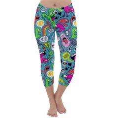 Monster Party Pattern Capri Winter Leggings  by BangZart