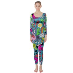 Monster Party Pattern Long Sleeve Catsuit by BangZart