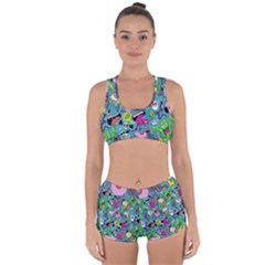 Monster Party Pattern Racerback Boyleg Bikini Set