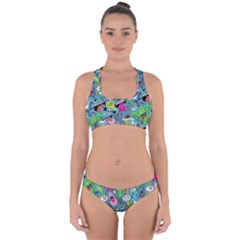 Monster Party Pattern Cross Back Hipster Bikini Set