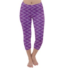 Zig Zag Background Purple Capri Winter Leggings  by BangZart