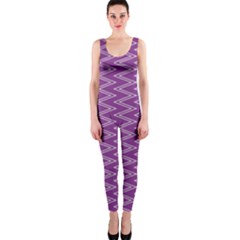 Zig Zag Background Purple Onepiece Catsuit by BangZart