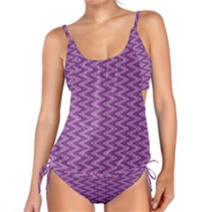 Zig Zag Background Purple Tankini by BangZart