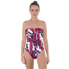 Mattel Monster Pattern Tie Back One Piece Swimsuit