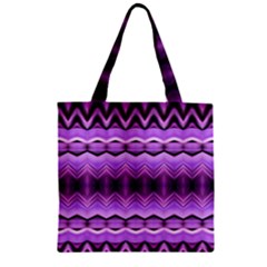 Purple Pink Zig Zag Pattern Zipper Grocery Tote Bag by BangZart