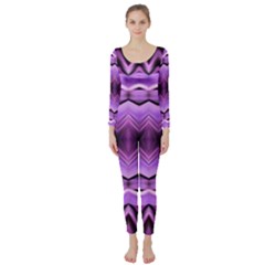 Purple Pink Zig Zag Pattern Long Sleeve Catsuit