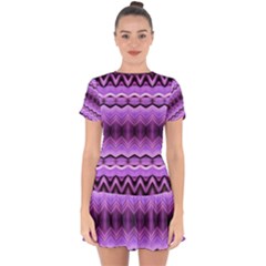 Purple Pink Zig Zag Pattern Drop Hem Mini Chiffon Dress by BangZart