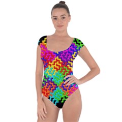 3d Fsm Tessellation Pattern Short Sleeve Leotard 