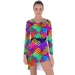 3d Fsm Tessellation Pattern Asymmetric Cut-out Shift Dress