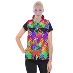 3d Fsm Tessellation Pattern Women s Button Up Puffer Vest