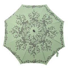 Illustration Of Butterflies And Flowers Ornament On Green Background Hook Handle Umbrellas (large)