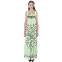 Illustration Of Butterflies And Flowers Ornament On Green Background Empire Waist Maxi Dress View1