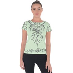 Illustration Of Butterflies And Flowers Ornament On Green Background Short Sleeve Sports Top  by BangZart