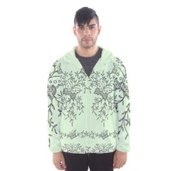 Illustration Of Butterflies And Flowers Ornament On Green Background Hooded Wind Breaker (men) by BangZart