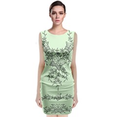 Illustration Of Butterflies And Flowers Ornament On Green Background Classic Sleeveless Midi Dress by BangZart