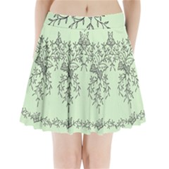 Illustration Of Butterflies And Flowers Ornament On Green Background Pleated Mini Skirt by BangZart