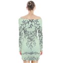 Illustration Of Butterflies And Flowers Ornament On Green Background Long Sleeve Off Shoulder Dress View2