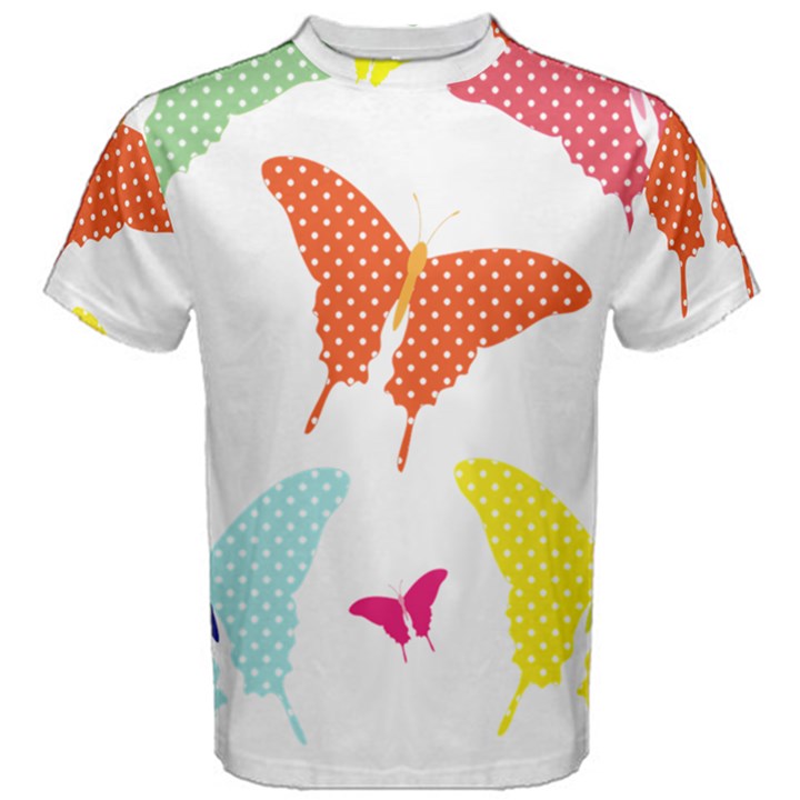 Beautiful Colorful Polka Dot Butterflies Clipart Men s Cotton Tee