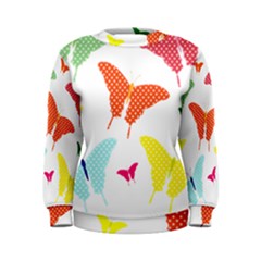 Beautiful Colorful Polka Dot Butterflies Clipart Women s Sweatshirt by BangZart