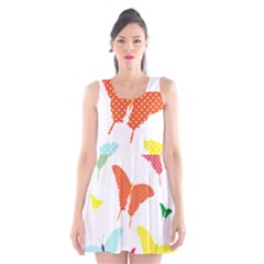 Beautiful Colorful Polka Dot Butterflies Clipart Scoop Neck Skater Dress by BangZart