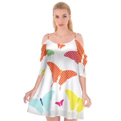 Beautiful Colorful Polka Dot Butterflies Clipart Cutout Spaghetti Strap Chiffon Dress