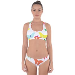 Beautiful Colorful Polka Dot Butterflies Clipart Cross Back Hipster Bikini Set