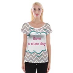 Have A Nice Day Cap Sleeve Tops by BangZart