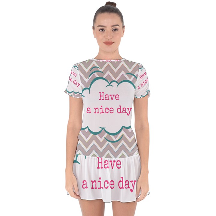 Have A Nice Day Drop Hem Mini Chiffon Dress